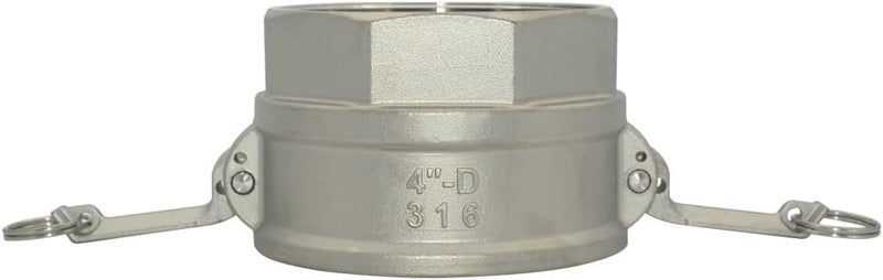 Varmhus Stainless Steel 316 4" Type D Trash Pump Adapter Female Camlock,Type D Cam and Groove Hose Fitting - Image 1